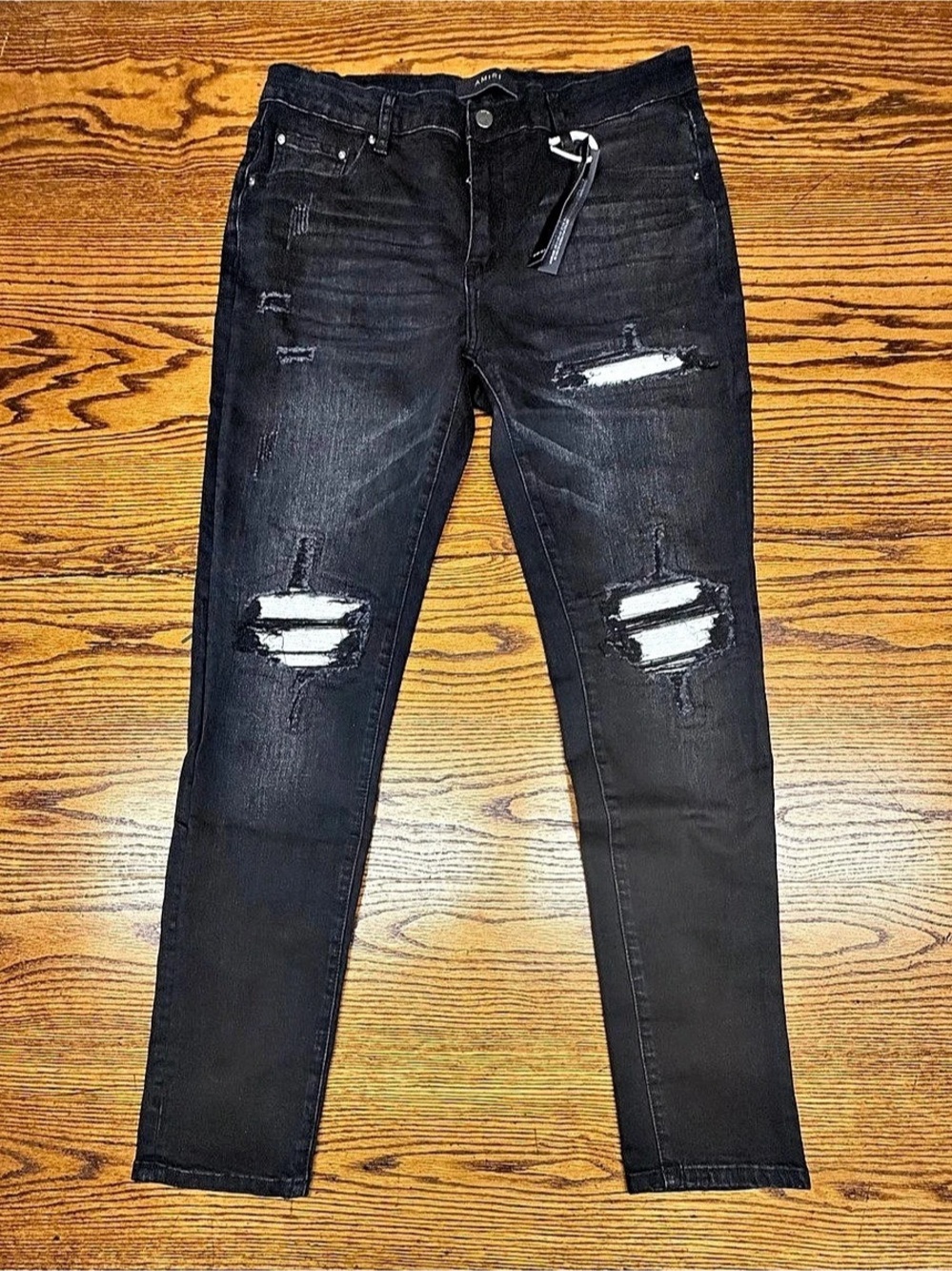 Amiri Black Distressed Slim Fit Jeans